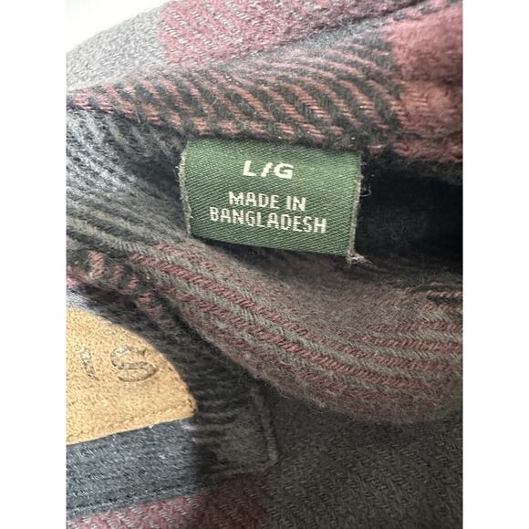 Orvis Mens Heavy Flannel Shirt Jacket Red Black Plaid Lumberjack Size Large - Picture 4 of 11
